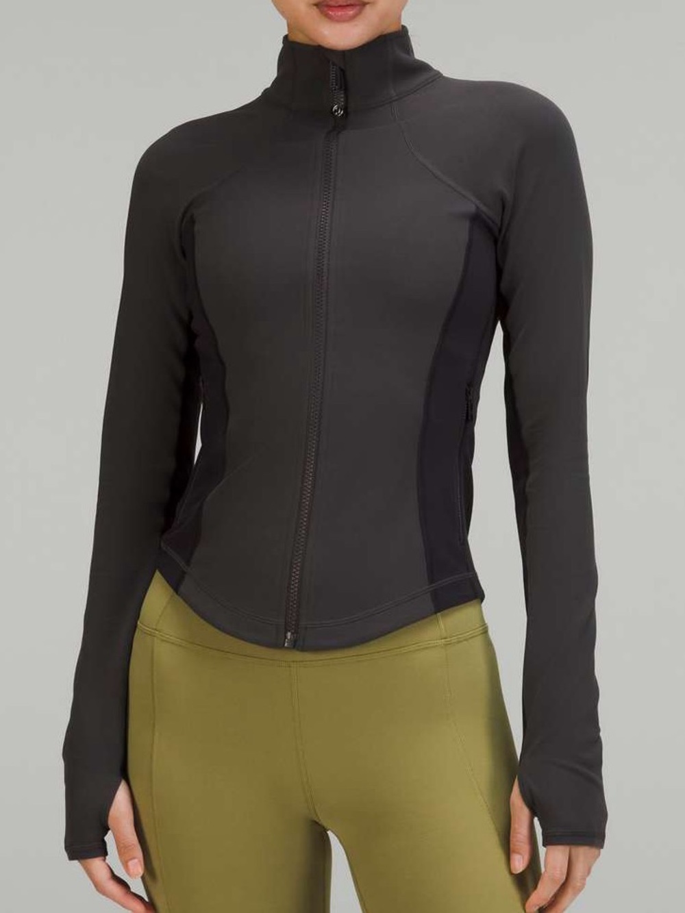 Lululemon Graphite Gray/ Black Throwback Shape Zip-Up Jacket Size 10 - Flawed